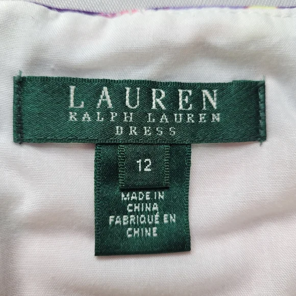 Lauren Ralph Lauren Fit N Flare Dress 12 Floral Square Neck Pockets Sleeveless - Picture 5 of 10